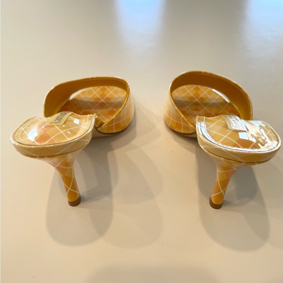 LARROUDE Colette Mule Heel In Argyle Sun Sz 7 Yellow Plaid Slide Sandal NEW $315 - Picture 7 of 9